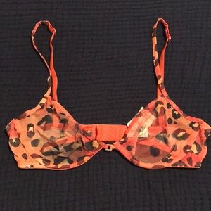 NWT Express sheer mesh orange leopard print bra Size 36B